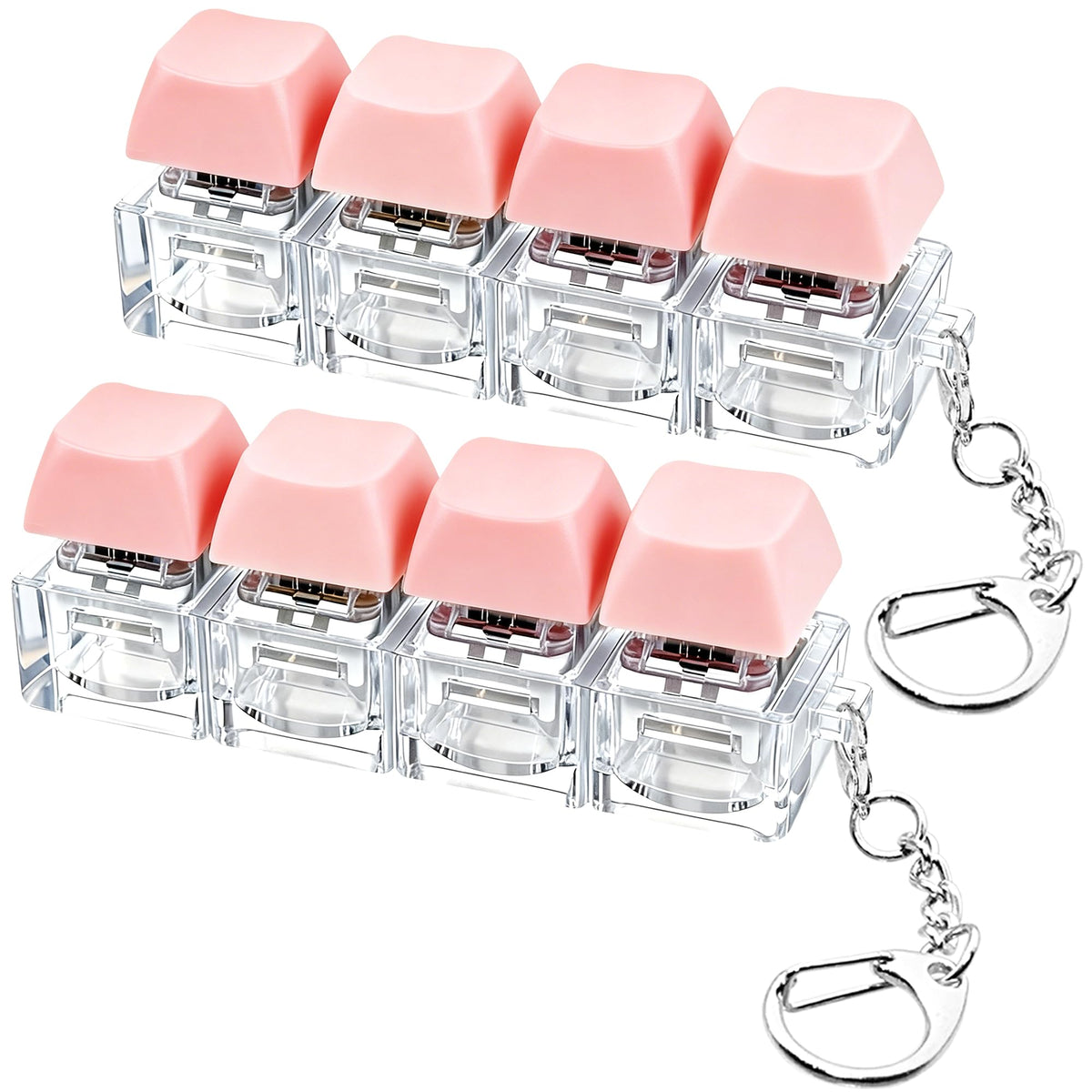 2 PCS Keyboard Fidget Toy, Keyboard Fidget Keychain 4-in-1 Keyboard Decompression Button Finger Clicker Toys, Keychain Button Stress Relief Fidget Gifts to Relief Stress (Transparent)