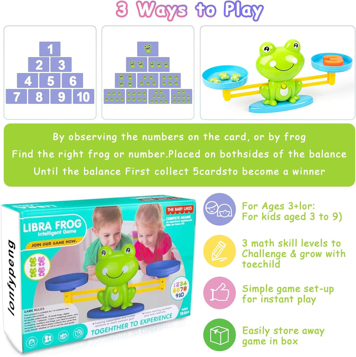 Frog Balance Counting Toys, Cool Math Learning Games for Boys and Girls, Educational Number Preschool Toy, Fun Children's Gift STEM Math Games for Kids Age 3+ (63 PCS)