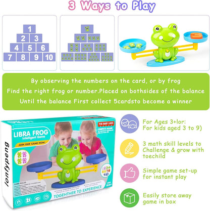 Frog Balance Counting Toys, Cool Math Learning Games for Boys and Girls, Educational Number Preschool Toy, Fun Children's Gift STEM Math Games for Kids Age 3+ (63 PCS)