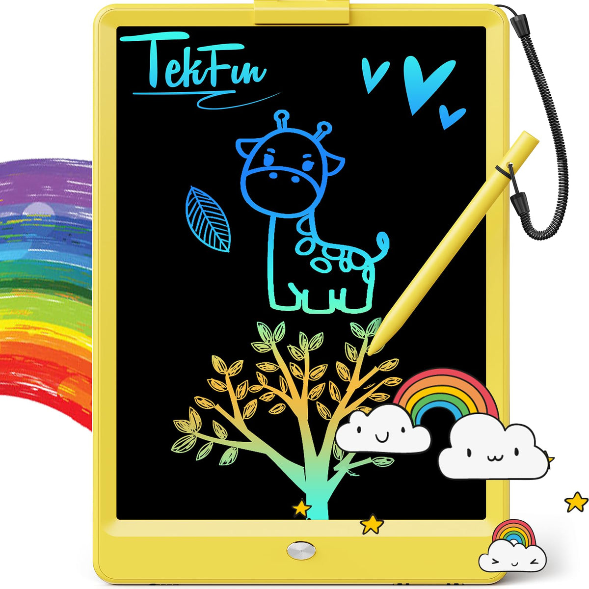 TEKFUN LCD Writing Tablet for Kids, 10-inch Coloring Drawing Pad, Mess Free Doodle Board, Airplane Travel Toys for Boys and Toddlers, Road Trip Essentials, Gifts for 3 4 5 6 7 8 Year Old Girls (Pink)