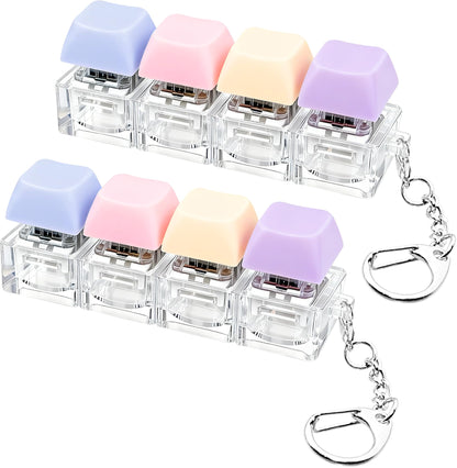 2 PCS Keyboard Fidget Toy, Keyboard Fidget Keychain 4-in-1 Keyboard Decompression Button Finger Clicker Toys, Keychain Button Stress Relief Fidget Gifts to Relief Stress (Transparent)