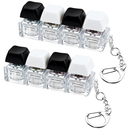 2 PCS Keyboard Fidget Toy, Keyboard Fidget Keychain 4-in-1 Keyboard Decompression Button Finger Clicker Toys, Keychain Button Stress Relief Fidget Gifts to Relief Stress (Transparent)