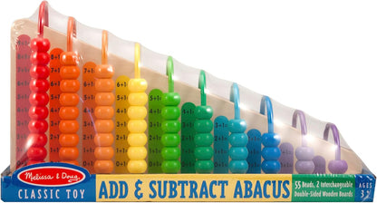 Melissa & Doug Add & Subtract Abacus - Educational Toy with 55 Colorful Beads and Sturdy Wooden Construction