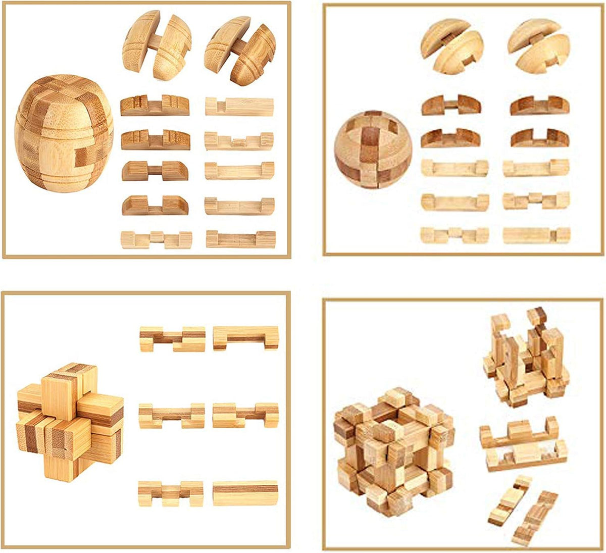 Brain Teaser Puzzle 20Pcs Unlock Interlock Game IQ Test Wooden Toy 3D Unlock Interlock Puzzle Magic Ball Brain Teaser Toy Puzzles for Adults