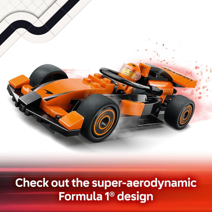 LEGO City F1 Driver with McLaren Race Car Toy - Model Car Building Toy Kit for Kids, Boys and Girls, Ages 6+ - F1 Collectible for Fans - with a Driver Minifigure - Gift Idea for Birthdays - 60442