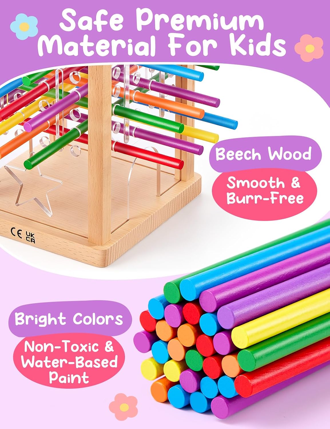 Montessori Wooden Board Game, Educational Math Toy for Kids Ages 4-6