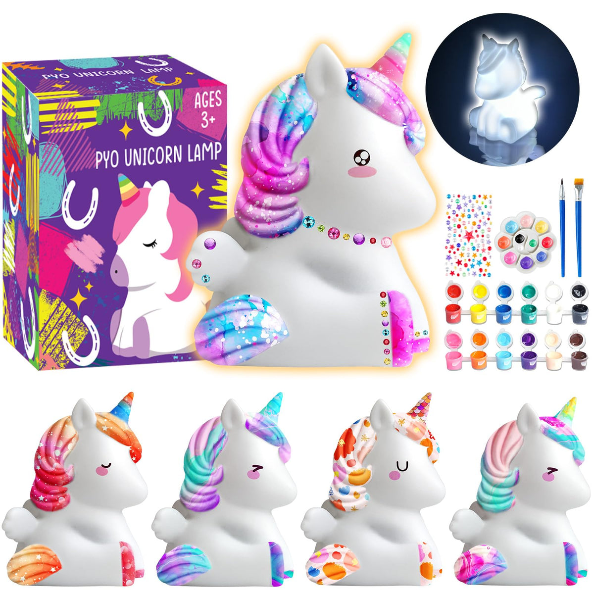 Goodyking Paint Your Own Cat Lamp Kit, DIY Cat Crafts Night Light, Painting Kit Arts & Crafts for Kids Ages 8-12, Art Supplies Birthday Easter Party Holiday Gift for Teens Girls Boys Age 3 4 5 6 7 8+