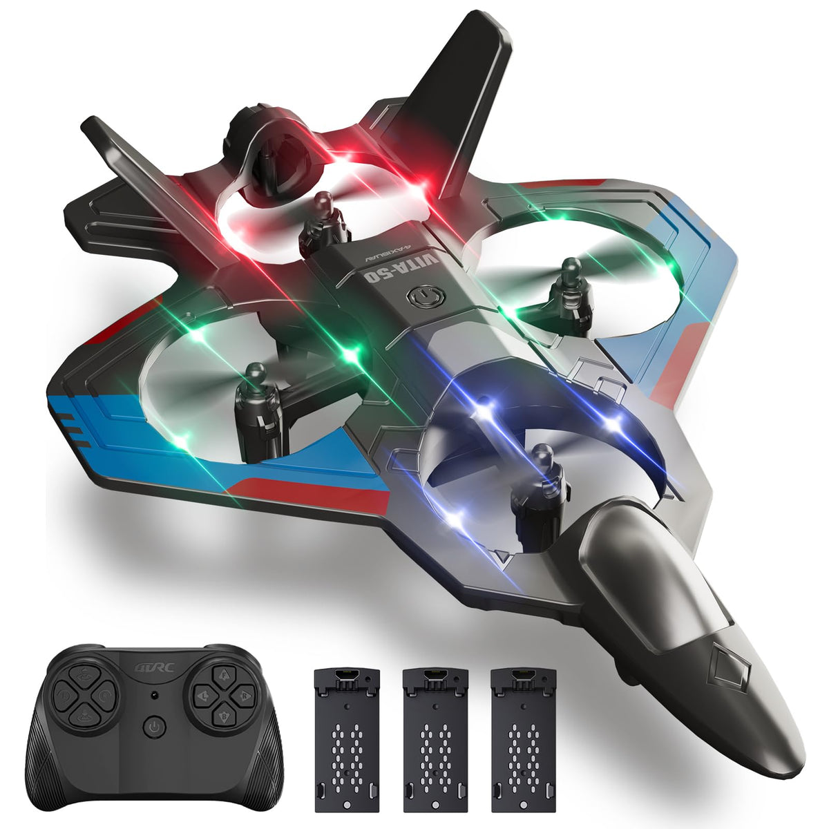 4DRC RC Planes Remote Control Airplanes for Kids Adults,Black,2Batteries