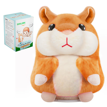 SANJOIN Toddler Kids Toys, Talking Hamster Repeats What You Say for Boys Girls, Stuffed Animals Interactive Plush Repeating Sensory Toy Gifts for 3+ Year Old Boy Girl Birthday Gift (Brown)