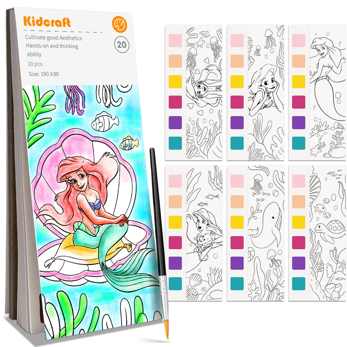 Kidcraft Paint with Water Coloring Books for Toddlers, Ocean Princess