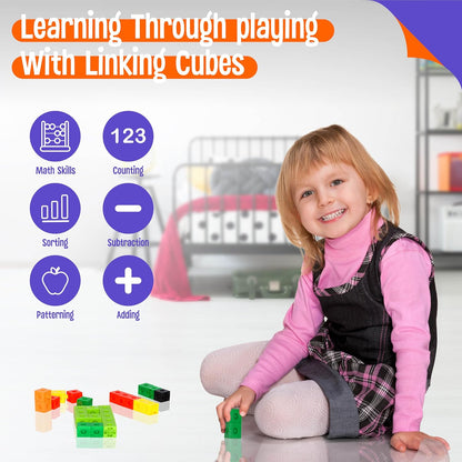 SpriteGru Math Linking Cubes, Set of 100 Math Cubes Manipulative Connecting and Counting Snap Blocks for Early Math and Construction, Educational Toy for Preschool, Kindergarten, Homeschool