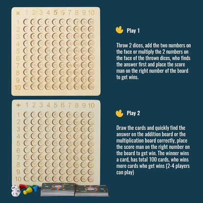 Asweets 2 in 1 Wooden Montessori Multiplication Addition Board Game 1 Pc