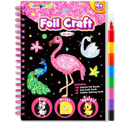 FUNNYB&G Foil Art Craft Kit for Kids, Sparkly Birthday Gift Toy for Girls