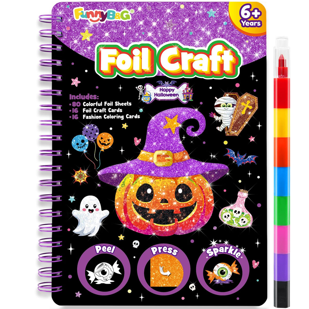 FUNNYB&G Foil Art Craft Kit for Kids, Sparkly Birthday Gift Toy for Girls
