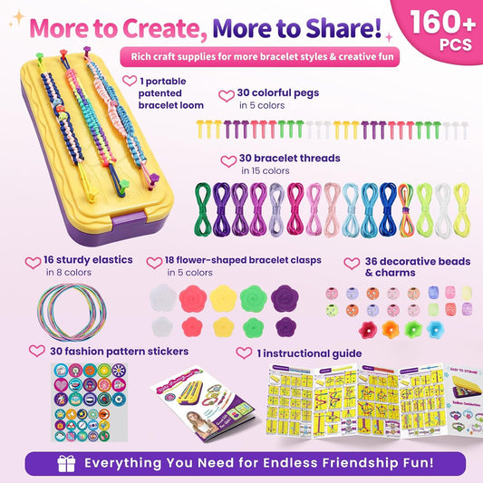 DDAI Arts and Crafts for Kids Age 8-12 Friendship Bracelet Making Kit for Girls - Best Birthday Gifts Ideas for Girl 7 9 10 11 Year Old - Popular Bracelets String Maker Toys Set