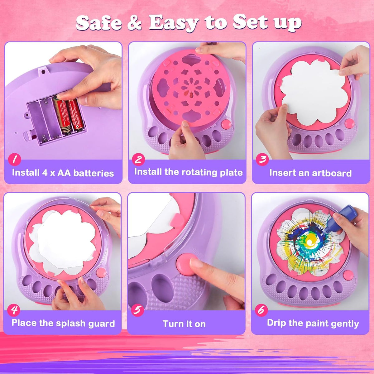 Spin Art Machine for Kids, Paint Spinner Arts and Crafts Gift Kit, Ages 6+