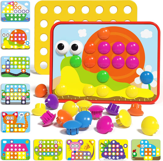 AMOSTING Button Art Toy, Color Matching Pegboard for Kids Ages 3+
