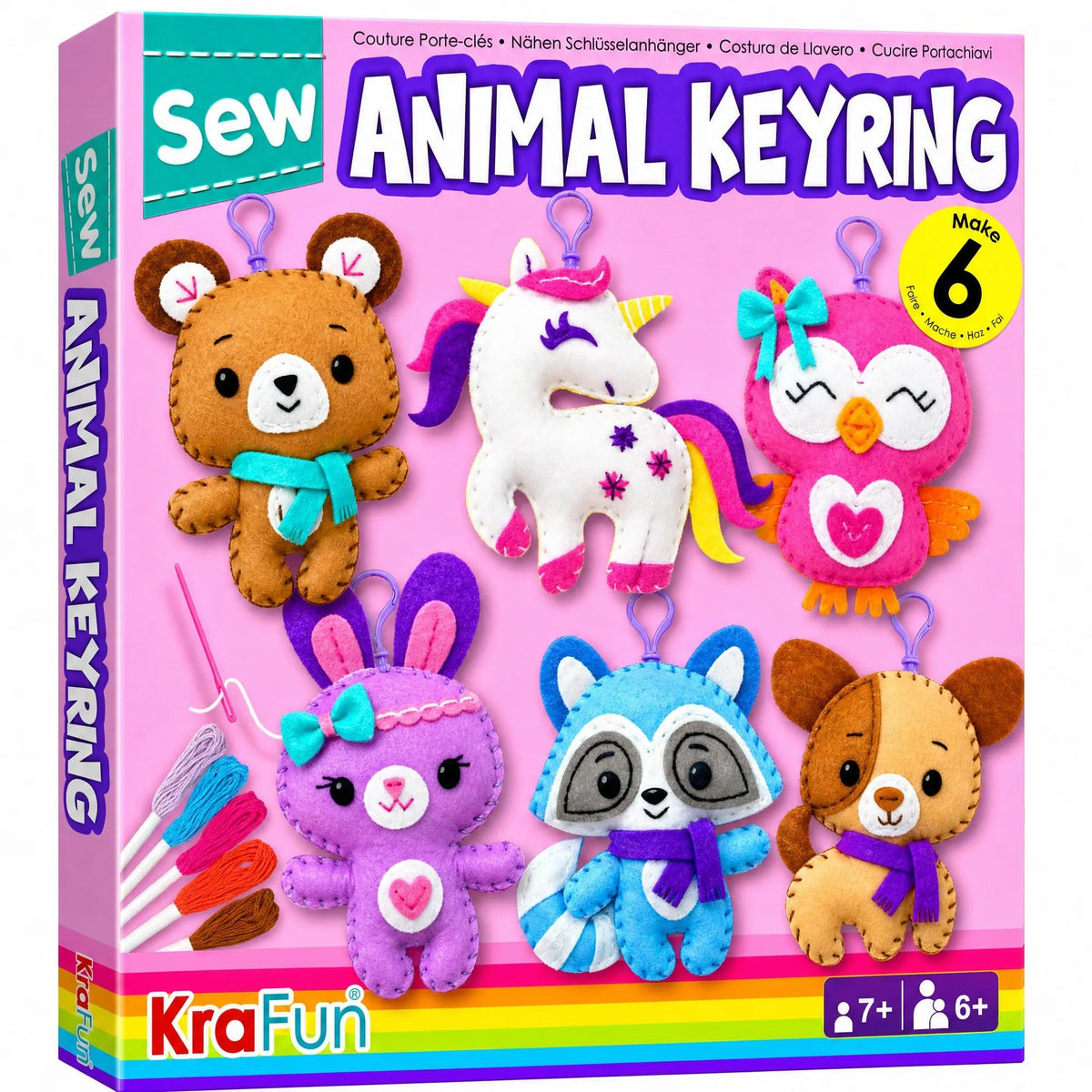 KRAFUN Puppy & Kitten Sewing Kit for Kids Ages 6+ | 8 Dolls