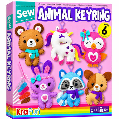 KRAFUN Puppy & Kitten Sewing Kit for Kids Ages 6+ | 8 Dolls