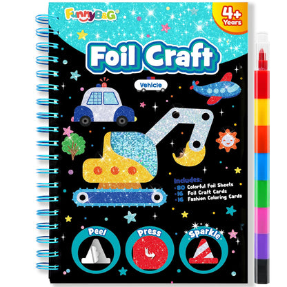 FUNNYB&G Foil Art Craft Kit for Kids, Sparkly Birthday Gift Toy for Girls