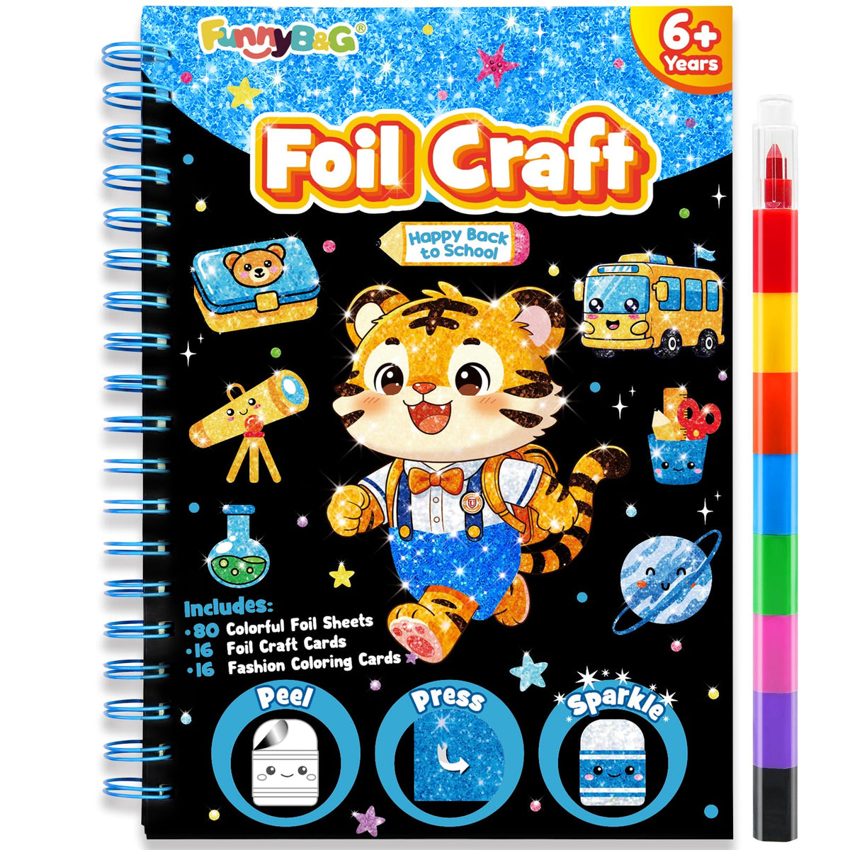 FUNNYB&G Foil Art Craft Kit for Kids, Sparkly Birthday Gift Toy for Girls