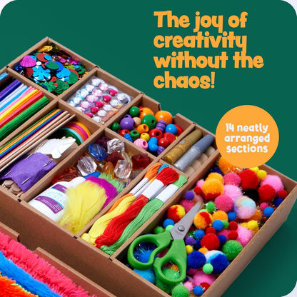 Dan&Darci Arts and Crafts Vault - Craft Supplies Kit in a Box - Birthday Gift for Kids Ages 4 5 6 7 8 9 10 11 & 12 Year Old Girls & Boys - Crafting Set Kits - Gift Ideas for Kid Art Activity Gifts