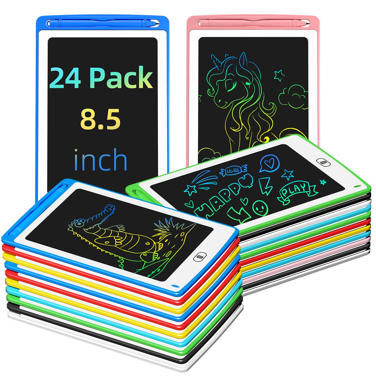 4 Pack LCD Writing Tablet for Kids, 8.5 Inch Colorful Doodle Board Drawing Tablet, Educational Learning Toys Birthday Gifts for Boys Girls Age 3 4 5 6 7 8
