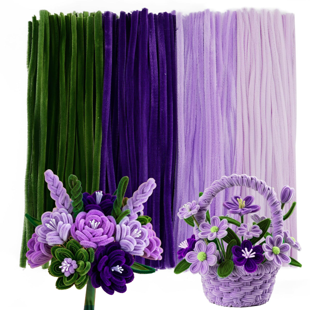 Caydo 200PCS Thick Pipe Cleaners Craft, 20 Colors Chenille Stems