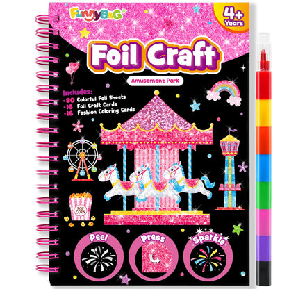FUNNYB&G Foil Art Craft Kit for Kids, Sparkly Birthday Gift Toy for Girls