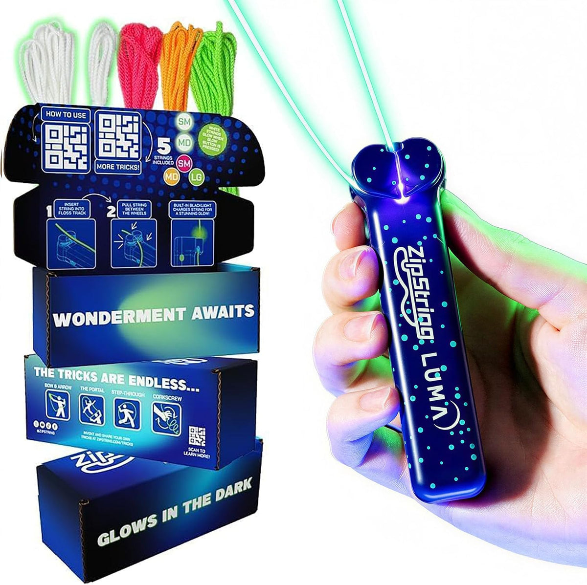 ZipString Luma Glow-in-The-Dark String Toy