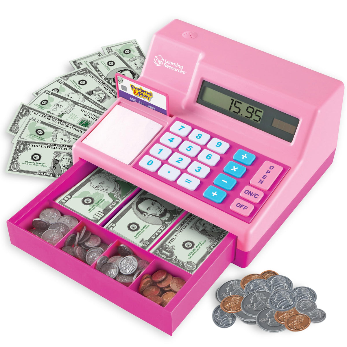 Learning Resources Pretend & Play Calculator Register Toy, Pink