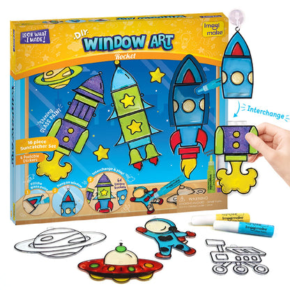 Imagimake Window Art - Princess, Mermaid, Unicorn 16 Pieces Suncatcher Kit
