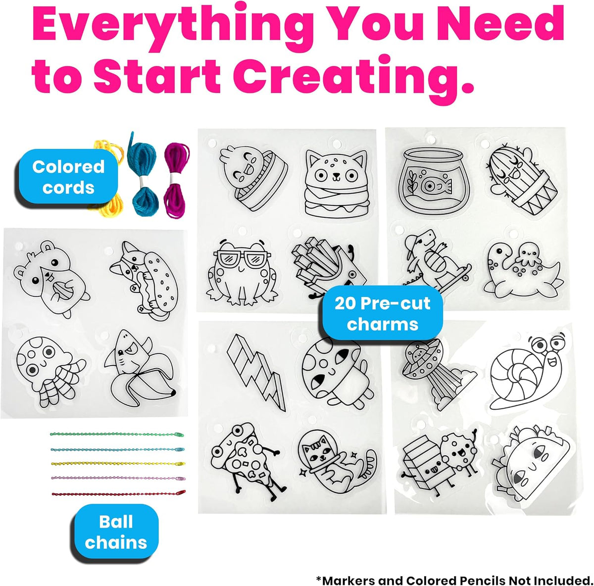 Ooly DIY Shrink Art Charms Kit, 28 Pc – Fun Friends