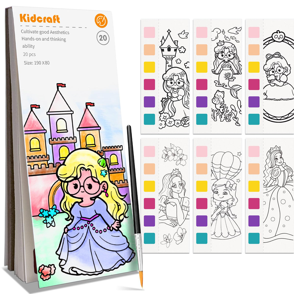 Kidcraft Paint with Water Coloring Books for Toddlers, Ocean Princess