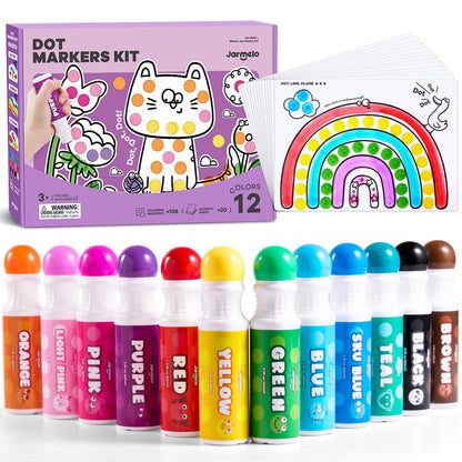 Jar Melo Washable Dot Markers for Toddlers, 6 Colors, Large 60ML