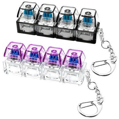 2 PCS Keyboard Fidget Toy, Keyboard Fidget Keychain 4-in-1 Keyboard Decompression Button Finger Clicker Toys, Keychain Button Stress Relief Fidget Gifts to Relief Stress (Transparent)