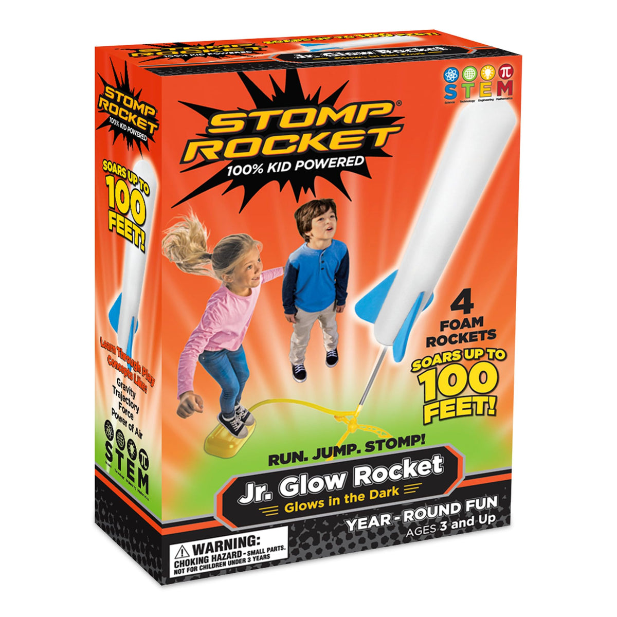 Stomp Rocket Jr Multi-Color Rocket Launcher for Kids, 8 Rockets