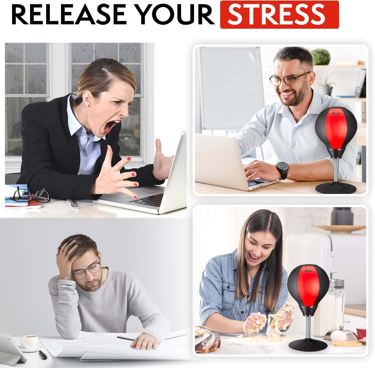 Tech Tools Desktop Punching Bag - White Elephant Gifts for Adults, Fun Punch Gag Gifts for Coworkers, Men & Women Secret Santa Stress Buster