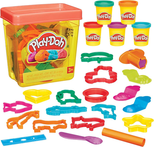 Play-Doh Fun Tub Set, 19 Accessories & Reusable Storage Container, Preschool Toys, Kids Arts & Crafts, Back to School Gifts, Ages 3+ (Amazon Exclusive)