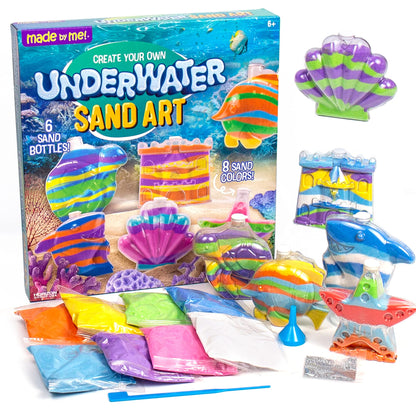 Made By Me Create Your Own Sand Art, 4 Sand Bottles & 2 Pendent Bottles with 8 Bright Sand Colors, Designing Tool & More, Great Staycation or Birthday Party Activity for Kids Ages 6, 7, 8, 9