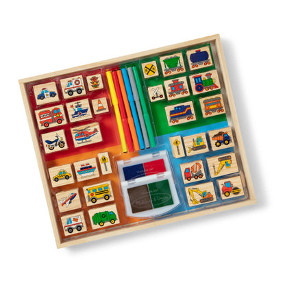 Melissa & Doug Deluxe Animals Wooden Stamp Set with Markers