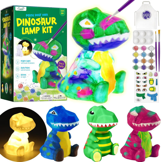 Paint Your Own Dinosaur Lamp Kit, Crafts for Kids Ages 6-12, Gifts for Boys