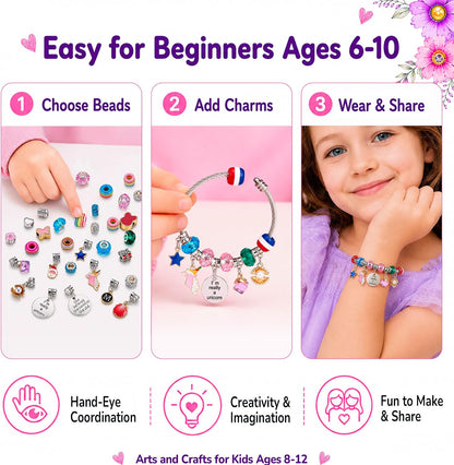 COO&KOO Charm Bracelet Making Kit, A Unicorn Girls Toy that Inspires Creativity and Imagination, Crafts for Girls Ages 8-12 with Jewelry Making Kit Perfect Gifts for 6 7 8 9 10 Girl Self-Expression!