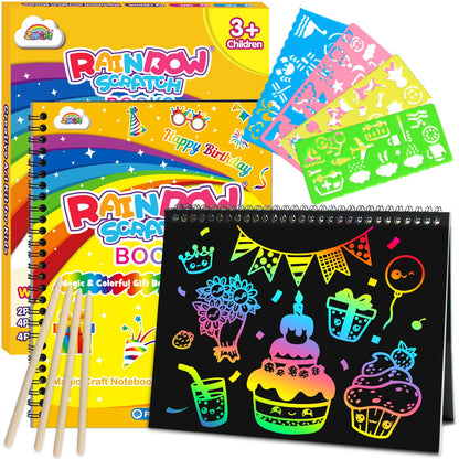 ZMLM Scratch Paper Art-Crafts Gift: 2 Pack Rainbow Notebooks Supplies Toys