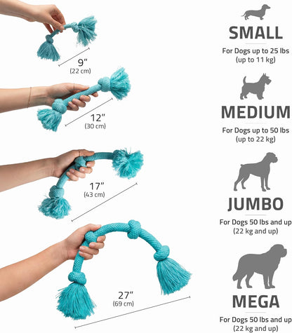 Playology Tug Rope Dog Toys for Large Dogs - Jumbo, Peanut Butter Scent
