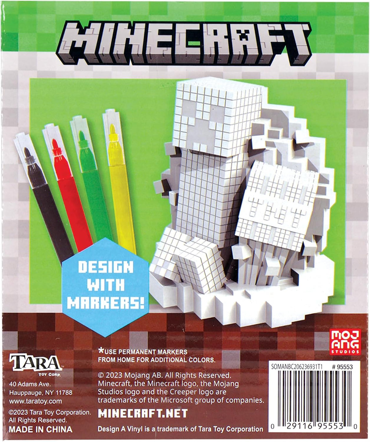 Tara Toys Minecraft Design A Vinyl™ Toy Figure with Washable Markers, 5-Pieces, 3 Years and Up - Creeper