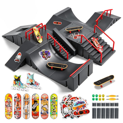 14-in-1 Fingerboard Skatepark Set with 8 Finger Skateboards and Finger Bike