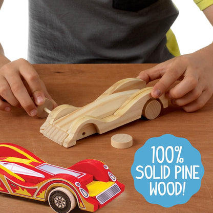 Made By Me Build & Paint Your Own Wooden Toys, DIY Wood Craft Kit, Easy to Assemble, 3 Cars