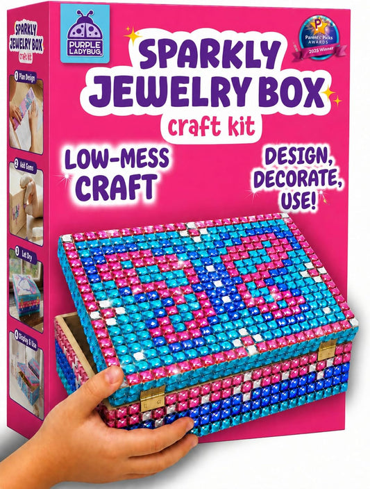 Jewelry Box Craft Kit for Girls Ages 8-12 - DIY Gem Mosaic Arts and Crafts
