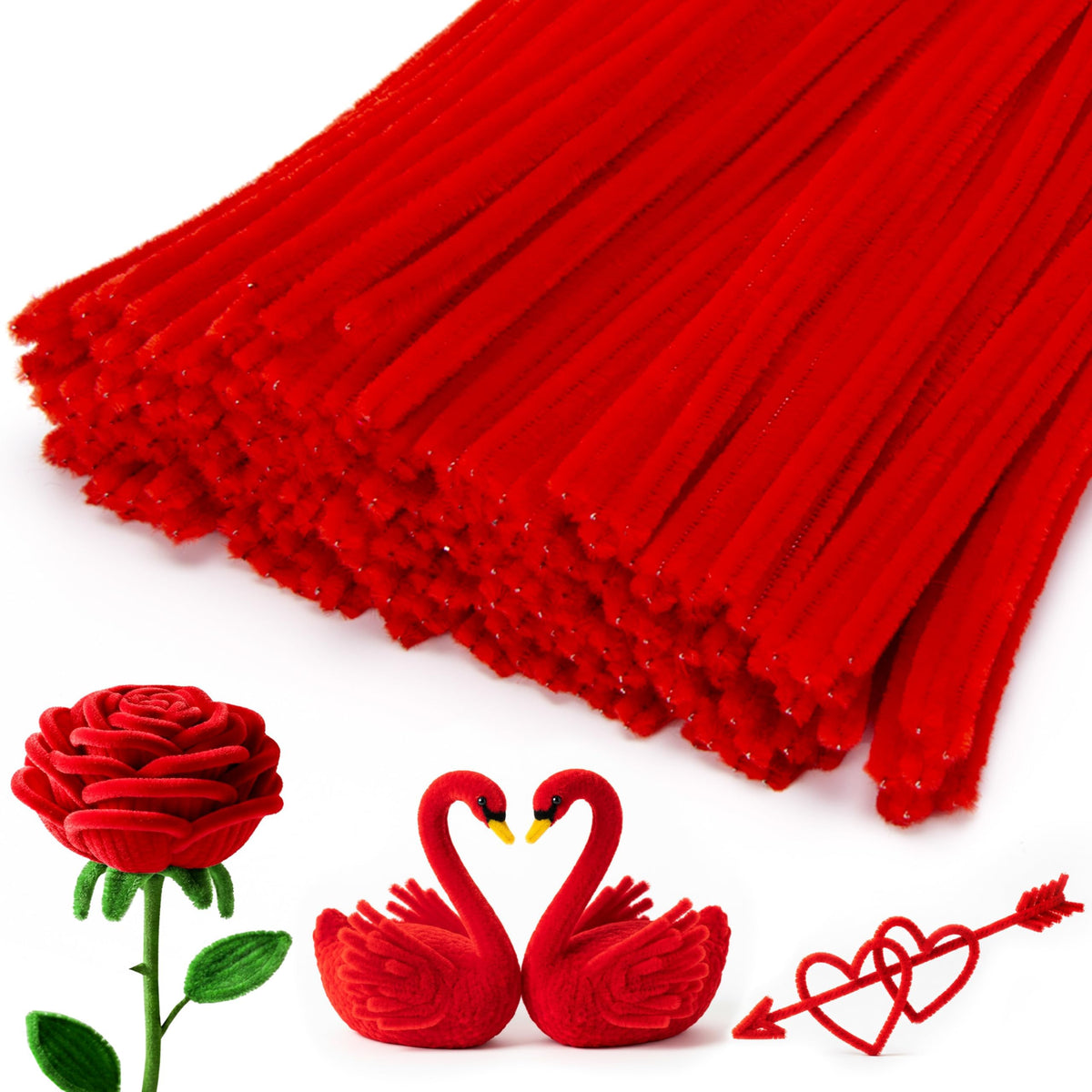 Caydo 200PCS Thick Pipe Cleaners Craft, 20 Colors Chenille Stems